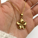 Gold Flower Pendant - Hawaiian Flower Necklace, Gold Plumeria Pendant