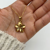 Gold Flower Pendant - Hawaiian Flower Necklace, Gold Plumeria Pendant