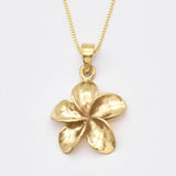 Gold Flower Pendant - Hawaiian Flower Necklace, Gold Plumeria Pendant