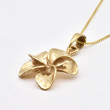 Gold Flower Pendant - Hawaiian Flower Necklace, Gold Plumeria Pendant