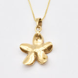 Charming Gold Flower Pendant Necklace with Hawaiian plumeria, made of 18k Gold Vermeil, perfect for gifting and daily wear.