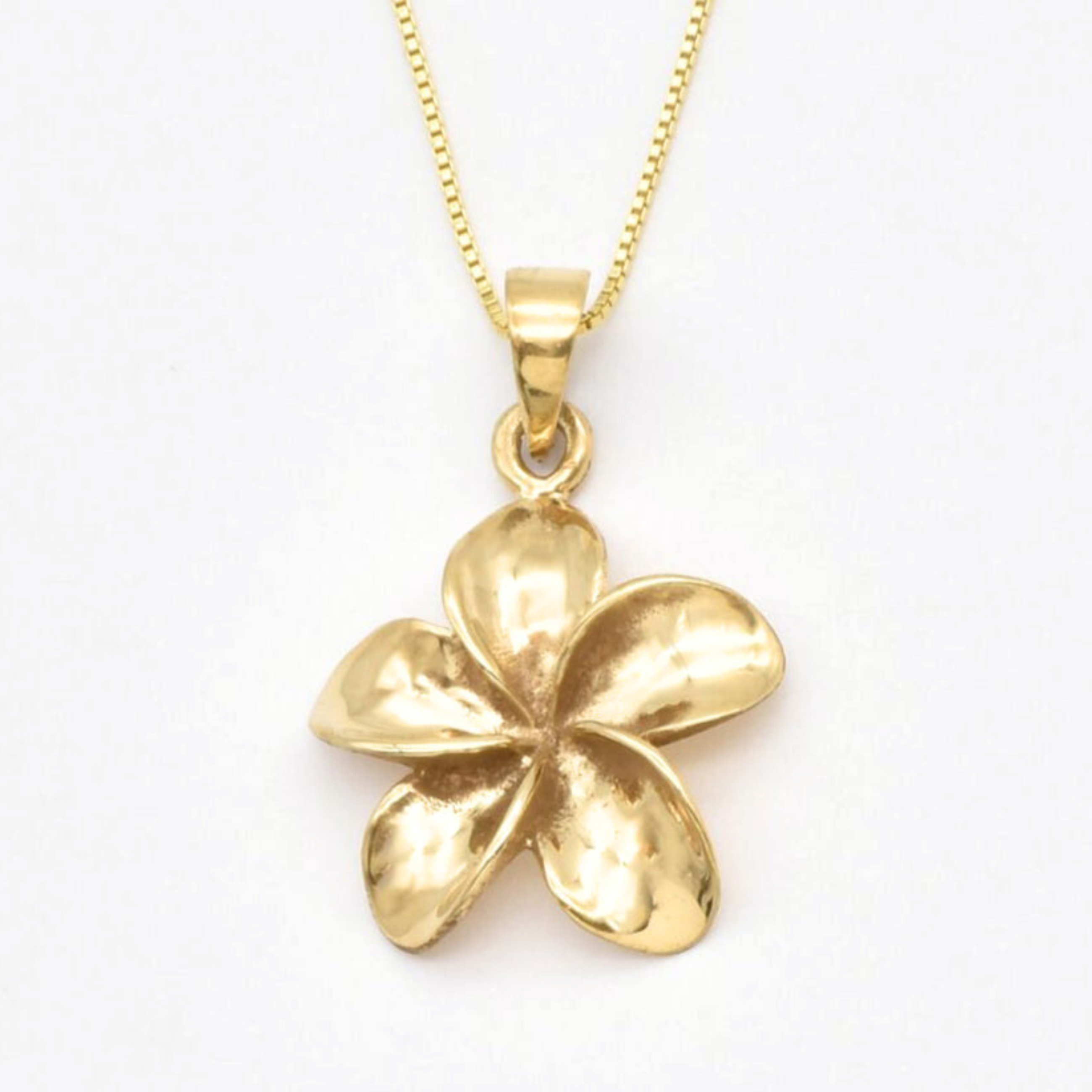 Gold Flower Pendant - Hawaiian Flower Necklace, Gold Plumeria Pendant made in 18k Gold Vermeil. Ideal for everyday wear and perfect for birthday gifting and special occasions.