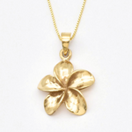 Gold Flower Pendant - Hawaiian Flower Necklace, Gold Plumeria Pendant made in 18k Gold Vermeil. Ideal for everyday wear and perfect for birthday gifting and special occasions.