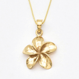 Gold Flower Pendant - Hawaiian Flower Necklace, Gold Plumeria Pendant made in 18k Gold Vermeil. Ideal for everyday wear and perfect for birthday gifting and special occasions.