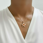 Rose Gold Plumeria Necklace - Elegant Hawaiian Flower Jewelry for everyday style and memorable gifts.