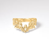 Silver Olives Ring - Chevron Leaf Band, Silver Leaves Ring