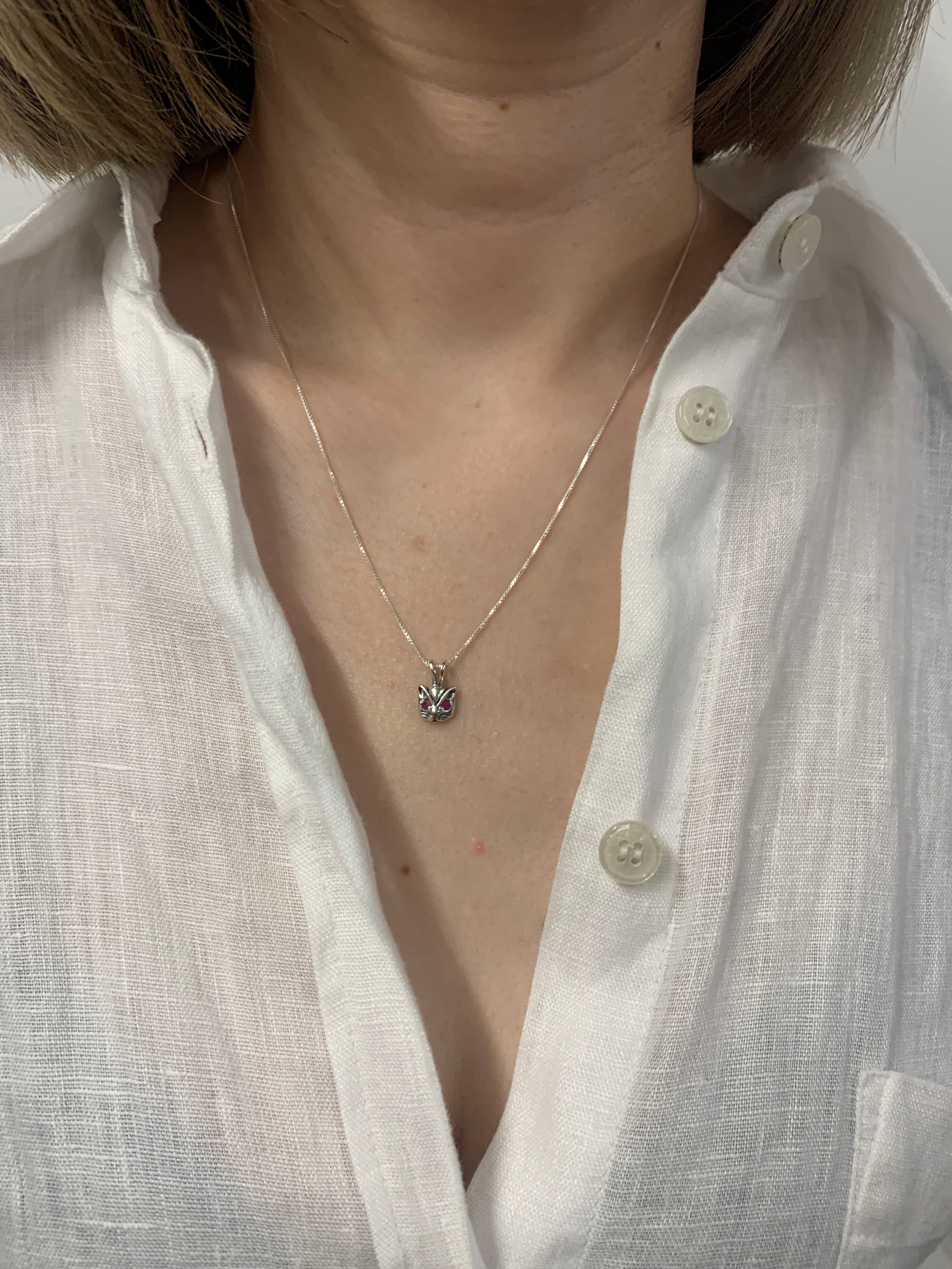 Stylish 925 Sterling Silver pendant with a round natural ruby, perfect for expressing love and passion on special occasions.