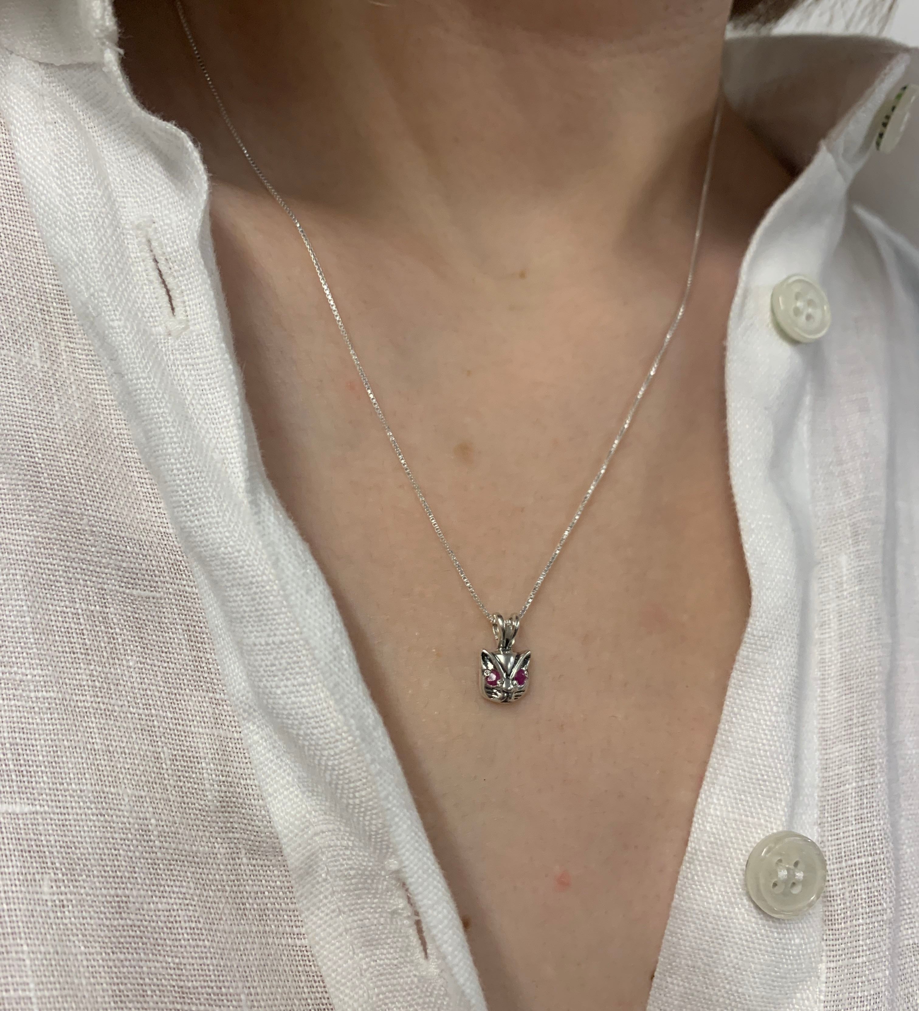 Natural Ruby Pendant in 925 Sterling Silver, featuring a prong-set round ruby, perfect for everyday wear and special occasions.