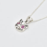 Elegant 925 Sterling Silver pendant showcasing a round natural ruby, ideal for birthdays and meaningful gifts.