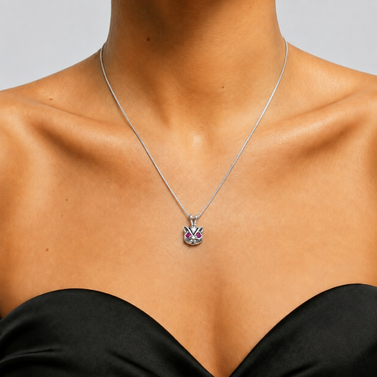 Natural Ruby Pendant in 925 Sterling Silver, featuring a prong-set round ruby, perfect for everyday wear and special occasions.