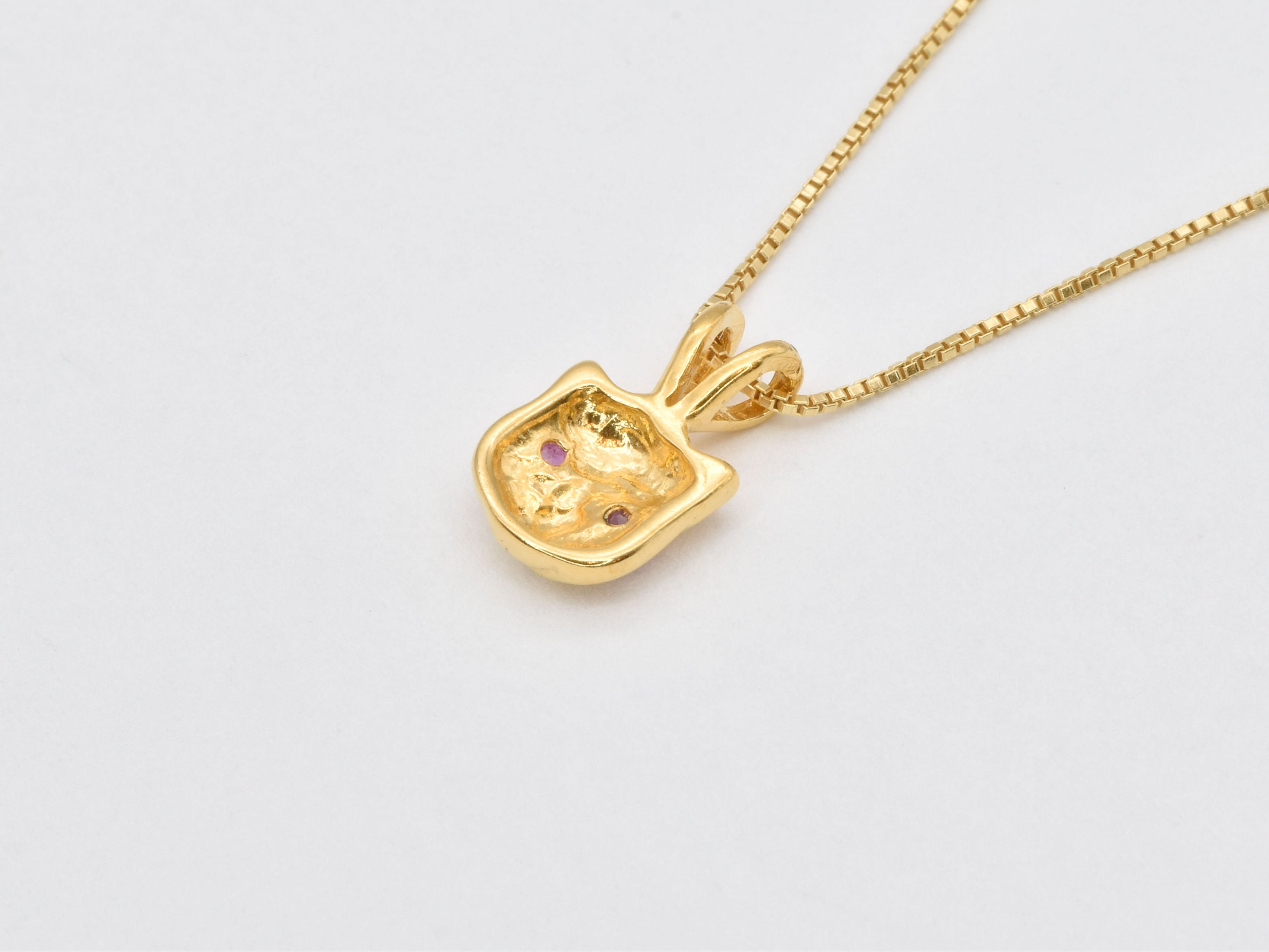 Exquisite 18k Gold Vermeil Ruby Pendant, July's gem, symbolizes love and desire, great for daily elegance and special celebrations.