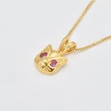 Stunning 18k Gold Vermeil Pendant with Natural Ruby, ideal July birthday gift, embodies purity and elegance for any occasion.