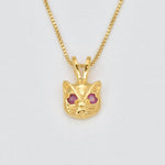 Natural Ruby Pendant made in 18k Gold Vermeil with Round Natural Red Ruby in Prong setting, July Birthstone gift idea, symbolizes nobility, purity, and passion, ideal for everyday wear and perfect for birthday gifting and special occasions.