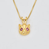 Natural Ruby Pendant made in 18k Gold Vermeil with Round Natural Red Ruby in Prong setting, July Birthstone gift idea, symbolizes nobility, purity, and passion, ideal for everyday wear and perfect for birthday gifting and special occasions.