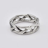 Chain Link Ring - Silver Braided Band, Unique Wedding Band