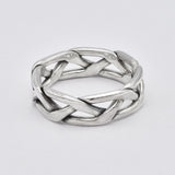 Chain Link Ring - Silver Braided Band, Unique Wedding Band