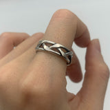 Chain Link Ring - Silver Braided Band, Unique Wedding Band