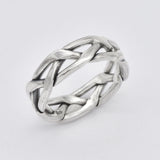 Chain Link Ring - Silver Braided Band, Unique Wedding Band