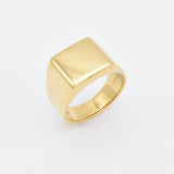 Square Signet Ring - Polished Silver Band, Chunky Signet Ring