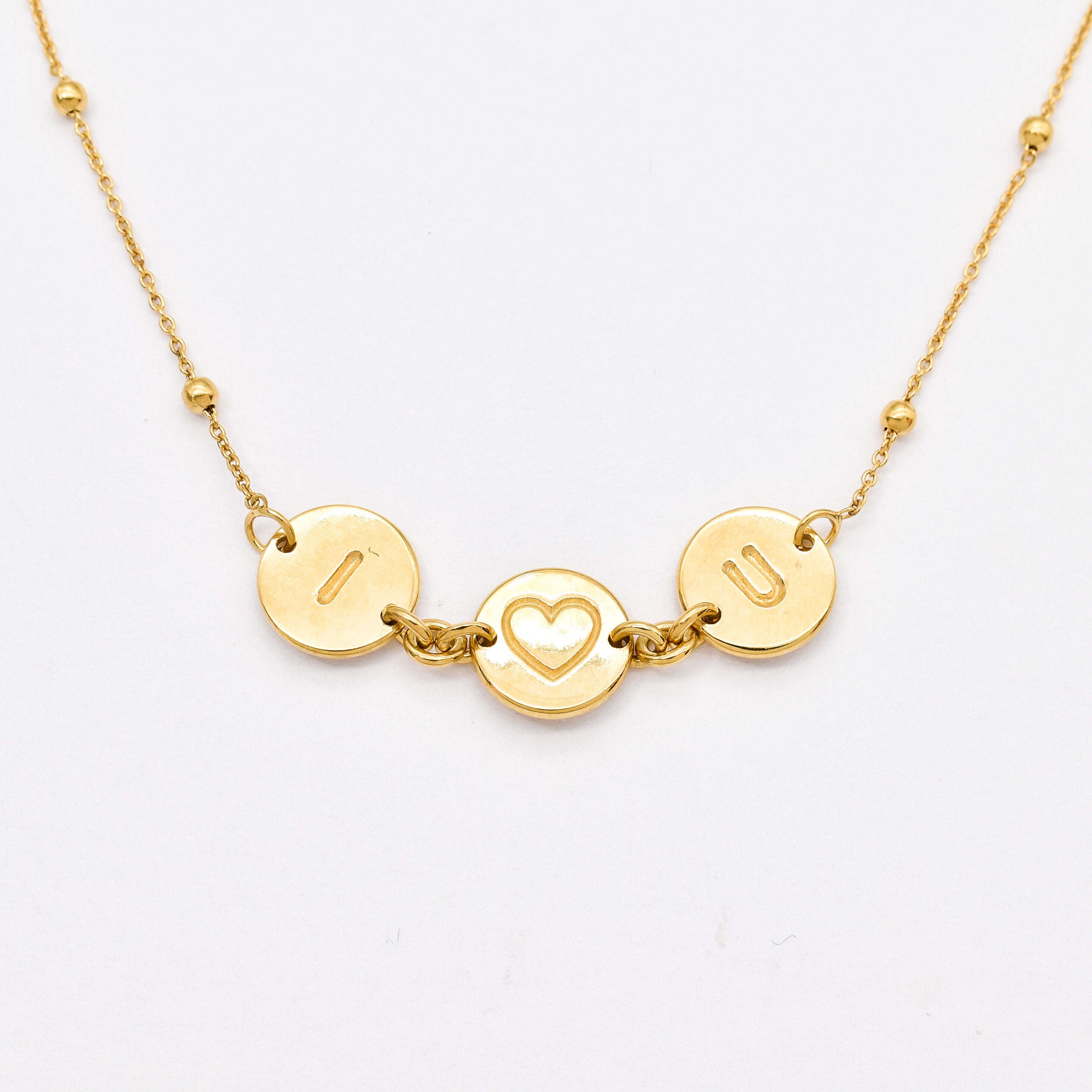 I Love You Necklace - Gold Love Pendant - Engraved Heart Pendant made in Gold Vermeil. Ideal for everyday wear and perfect for birthday gifting and special occasions.