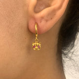 Elegant 18k Gold Vermeil Ruby Earrings featuring round natural red rubies, perfect gift for July birthdays and special occasions.