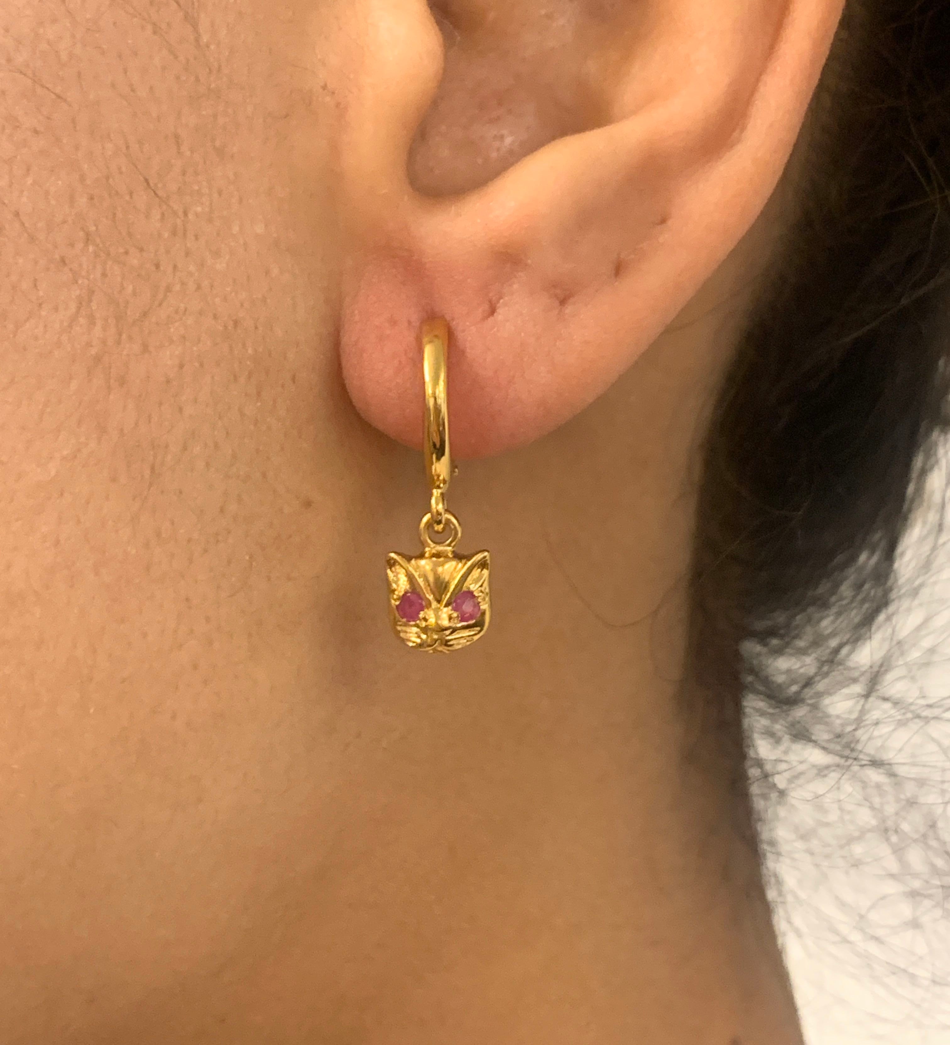 Elegant 18k Gold Vermeil Ruby Earrings featuring round natural red rubies, perfect gift for July birthdays and special occasions.