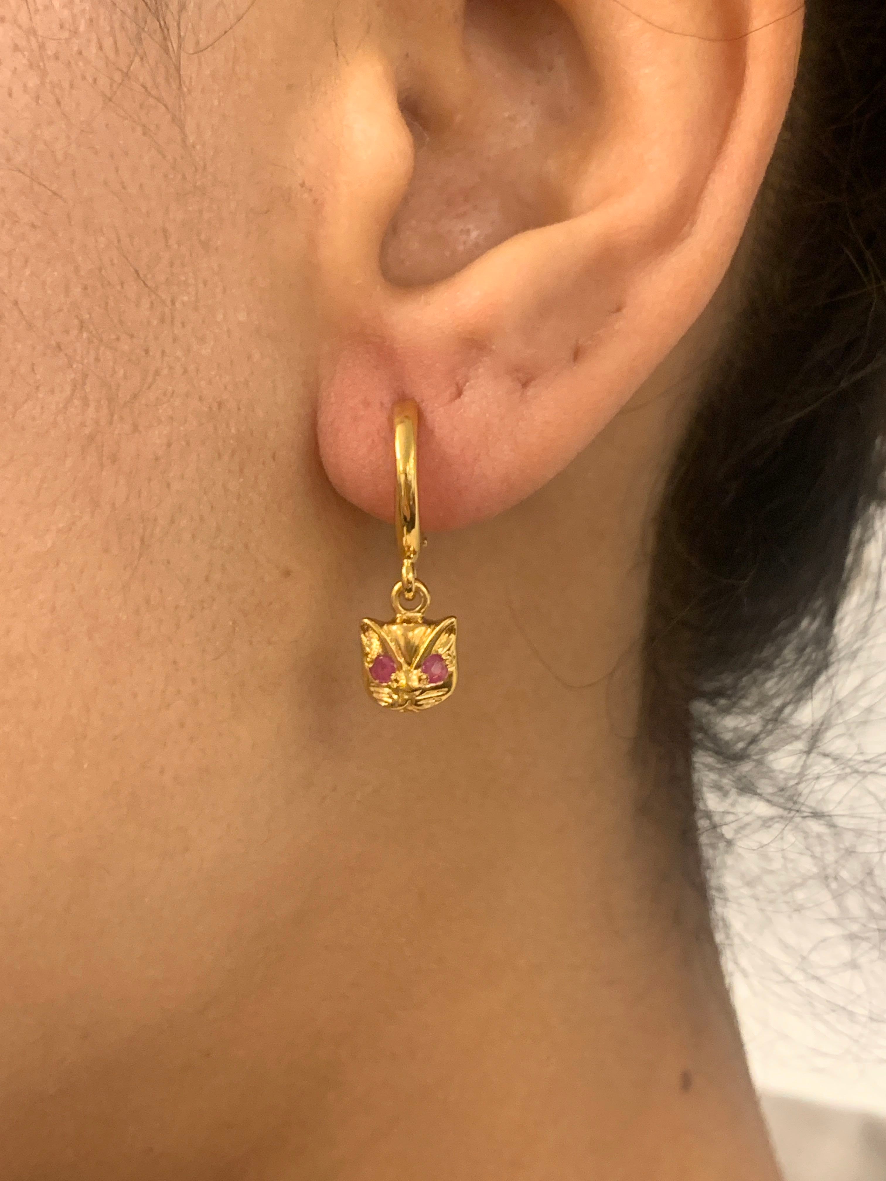 Elegant 18k Gold Vermeil Ruby Earrings featuring round natural red rubies, perfect gift for July birthdays and special occasions.
