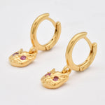 Stunning 18k Gold Vermeil Earrings with round natural red rubies, ideal for elevating everyday style and celebrating special moments.