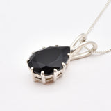 Black Teardrop Pendant - Natural Onyx Necklace, Large Black Pendant