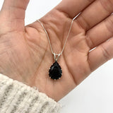 Black Teardrop Pendant - Natural Onyx Necklace, Large Black Pendant