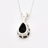 Black Teardrop Pendant - Natural Onyx Necklace, Large Black Pendant