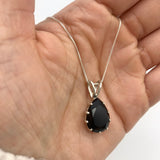 Black Teardrop Pendant - Natural Onyx Necklace, Large Black Pendant