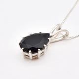 Black Teardrop Pendant - Natural Onyx Necklace, Large Black Pendant