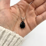 Black Teardrop Pendant - Natural Onyx Necklace, Large Black Pendant