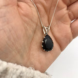 Black Teardrop Pendant - Natural Onyx Necklace, Large Black Pendant