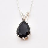 Black Teardrop Pendant - Natural Onyx Necklace, Large Black Pendant