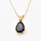 Black Teardrop Pendant - Natural Onyx Necklace, Large Black Pendant