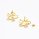 Gold Flower Earrings - Large Plumeria Studs - Hawaiian Summer Earrings