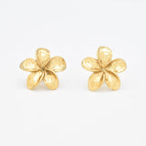 Silver Flower Earrings - Boho Studs, Flower Studs, Hawaiian Flower Studs