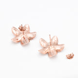 Pink Flower Earrings - Rose Gold Earrings - Hawaiian Plumeria Earrings