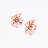 Pink Flower Earrings - Rose Gold Earrings - Hawaiian Plumeria Earrings