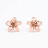 Pink Flower Earrings - Rose Gold Earrings - Hawaiian Plumeria Earrings