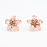 Gold Flower Earrings - Large Plumeria Studs - Hawaiian Summer Earrings