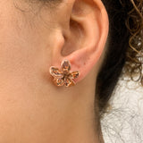 Pink Flower Earrings - Rose Gold Earrings - Hawaiian Plumeria Earrings