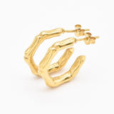 Bamboo Hoops Earrings - Crooked Hoops Earrings, Small Hoops Earrings