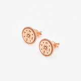 Silver Compass Earrings - NEWS Disc Studs - Round Everyday Earrings
