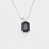 Gold Onyx Pendant - Natural Onyx Necklace, Black Square Pendant