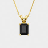 Dainty Onyx Pendant - Natural Onyx Necklace, Black Square Pendant