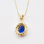 18k Gold Vermeil Halo Pendant featuring Created Blue Sapphire, a meaningful September gift that embodies loyalty and style.