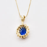 18k Gold Vermeil Halo Pendant featuring Created Blue Sapphire, a meaningful September gift that embodies loyalty and style.